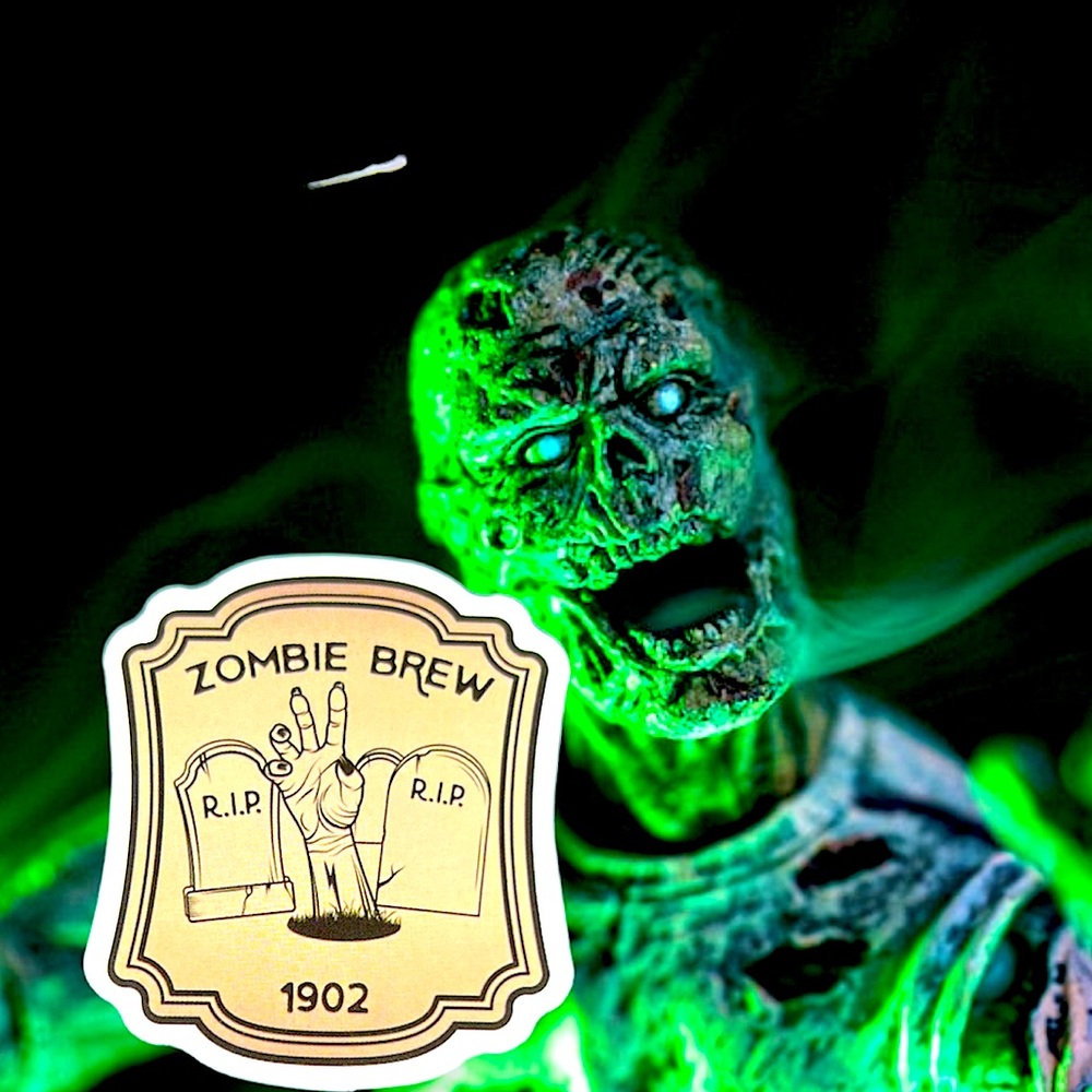 ZOMBIE BREW Witchy Sorceress Supreme Potion B0ttle Label Sticker Spells Hex Jinx